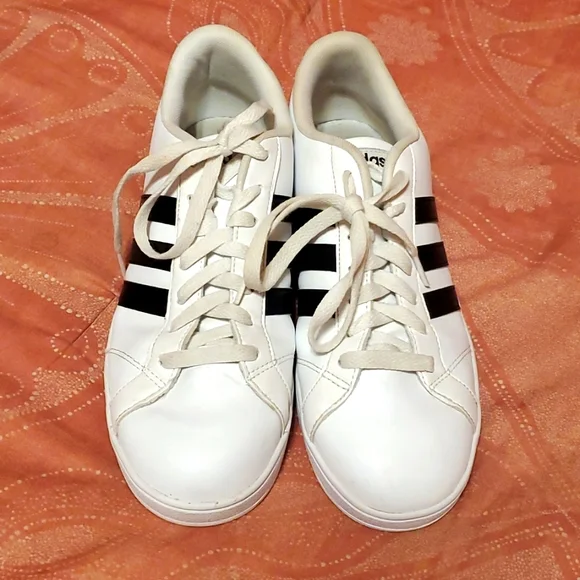 Adidas Neo Cloudfoam Shoes Women's 9 White with Black Stripes - Picture 3 of 5